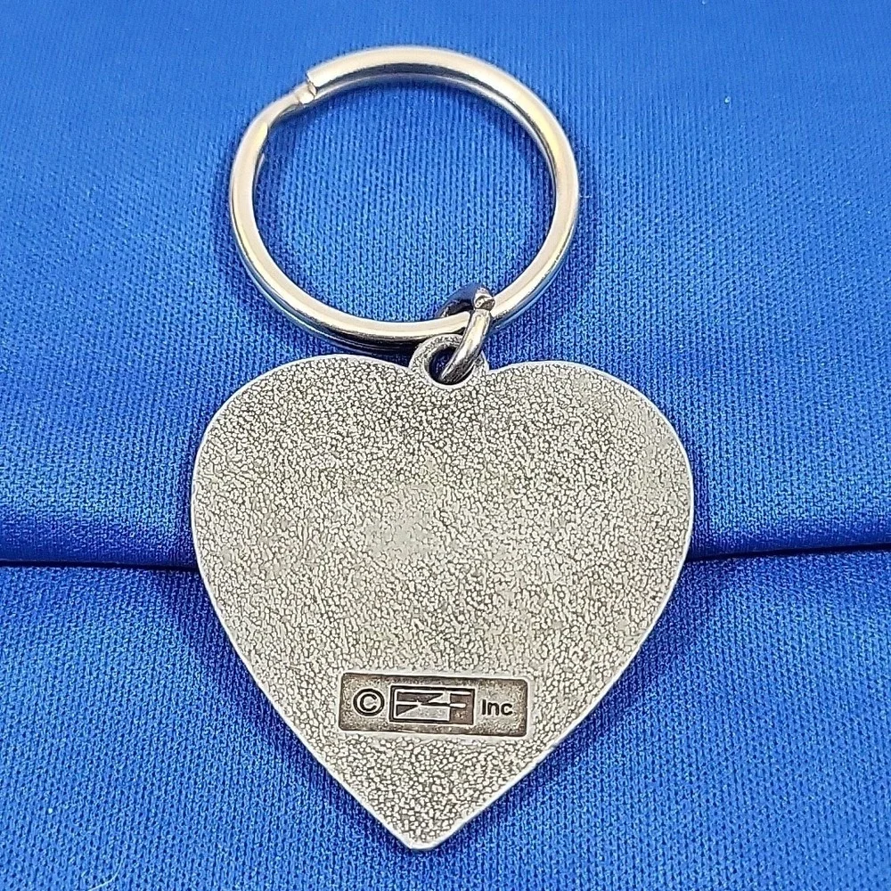 Christian Cross Pewter Keychain Easter Risen Heart Souvenir